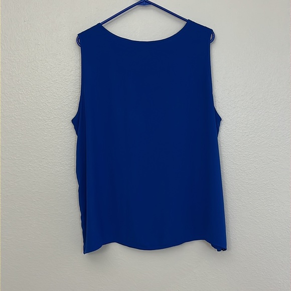 Chicos Womans Royal Blue Layered Look asymmetrical look Sleeveless Top Sz 3 - Picture 8 of 9